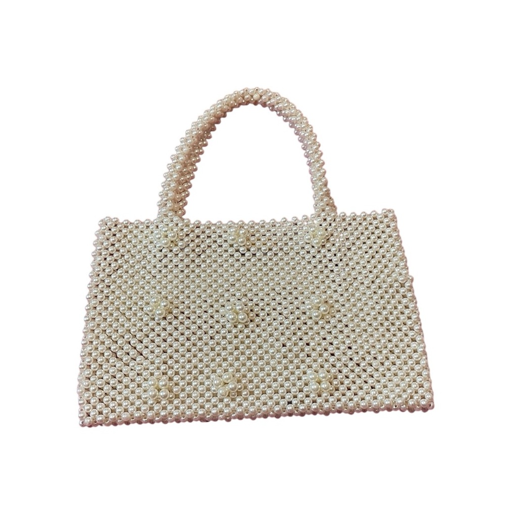 Beaded pearl top handle purse